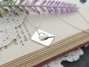 Sterling Silver Heart Envelope "Love Letter" Necklace
