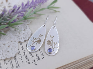 Sterling Silver and Tanzanite Floral Earrings