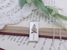Load image into Gallery viewer, Sterling Silver Whimsical Pine Tree Rectangle Necklace
