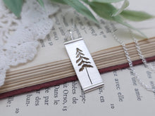 Load image into Gallery viewer, Sterling Silver Whimsical Pine Tree Rectangle Necklace
