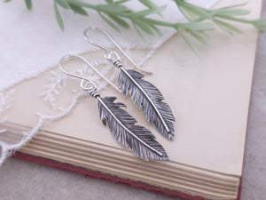 Sterling Silver Feather Earrings / Nature lover