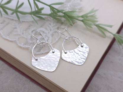 Sterling Hammered Shield Disc Earrings