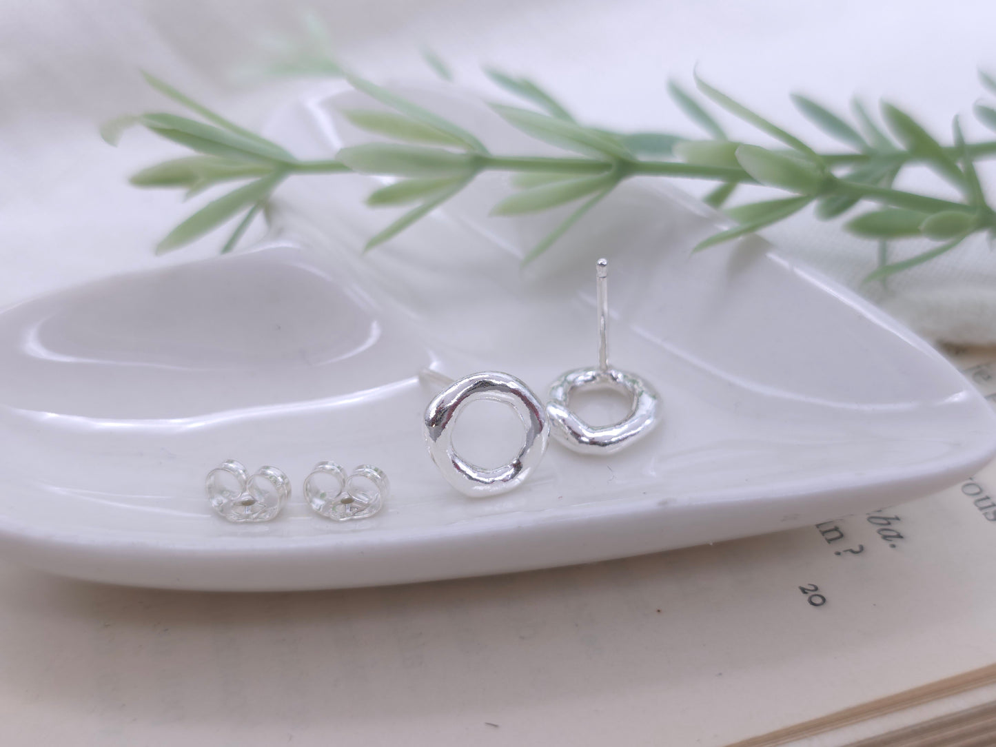 Sterling Silver Molten Circle Studs