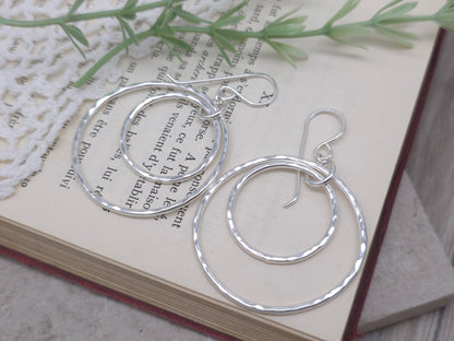Sterling Large Double Circle Hoop Earrings