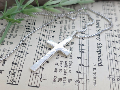 Mens Bold Sterling Silver Cross Necklace