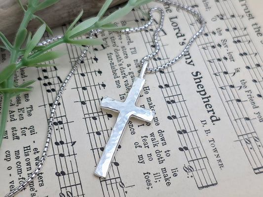 Mens Bold Sterling Silver Cross Necklace