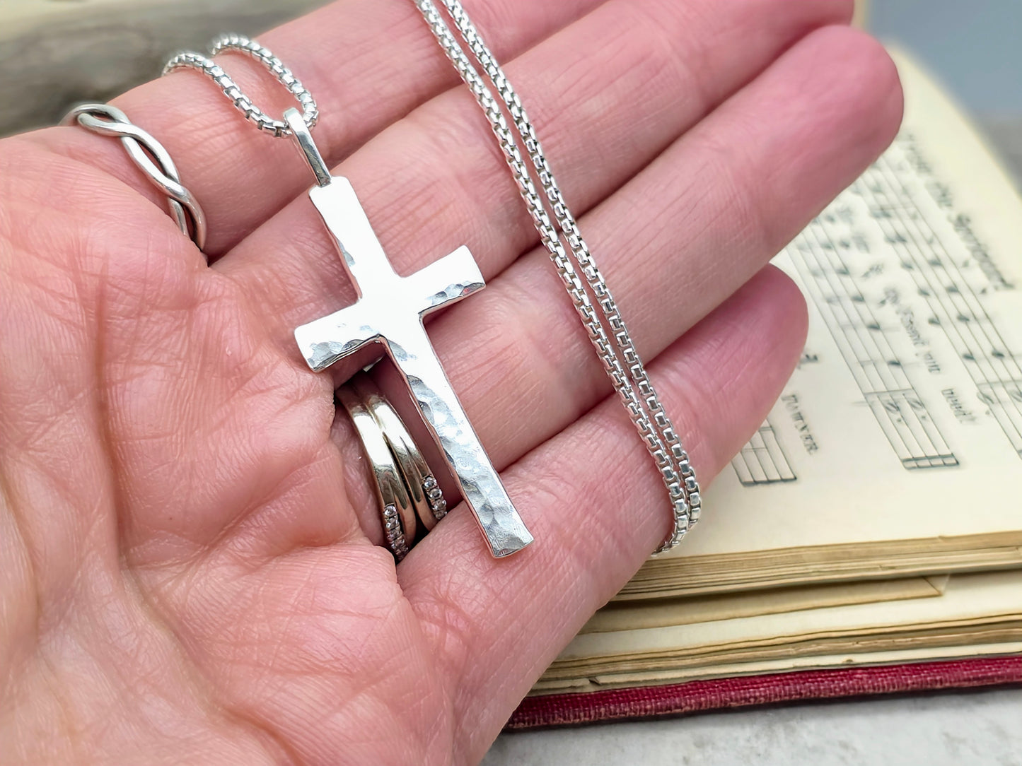 Mens Bold Sterling Silver Cross Necklace