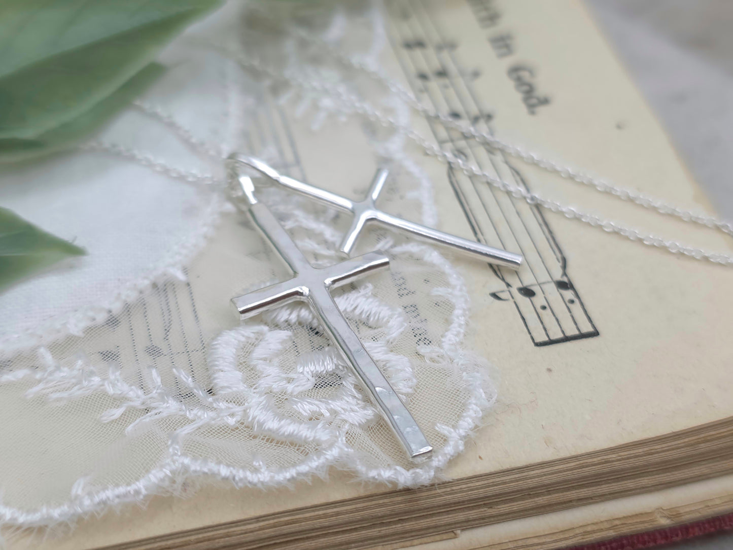 Sterling Silver Double Cross Necklace