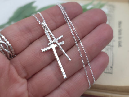 Sterling Silver Double Cross Necklace