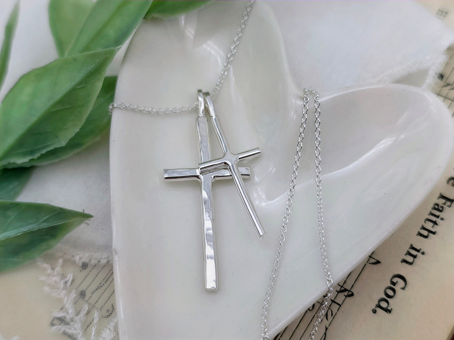 Sterling Silver Double Cross Necklace