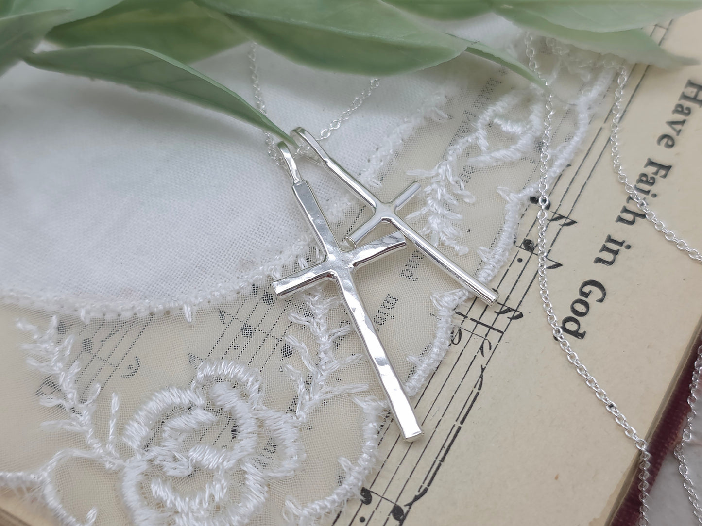 Sterling Silver Double Cross Necklace