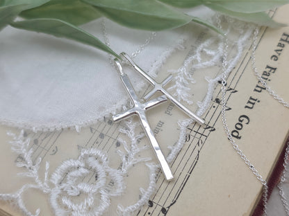 Sterling Silver Double Cross Necklace
