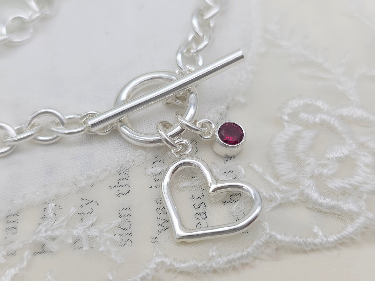 Sterling Silver Heart Charm Bracelet