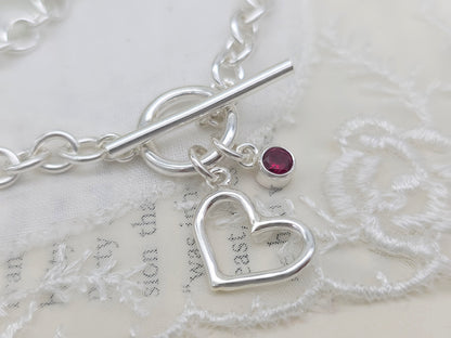 Sterling Silver Heart Charm Bracelet