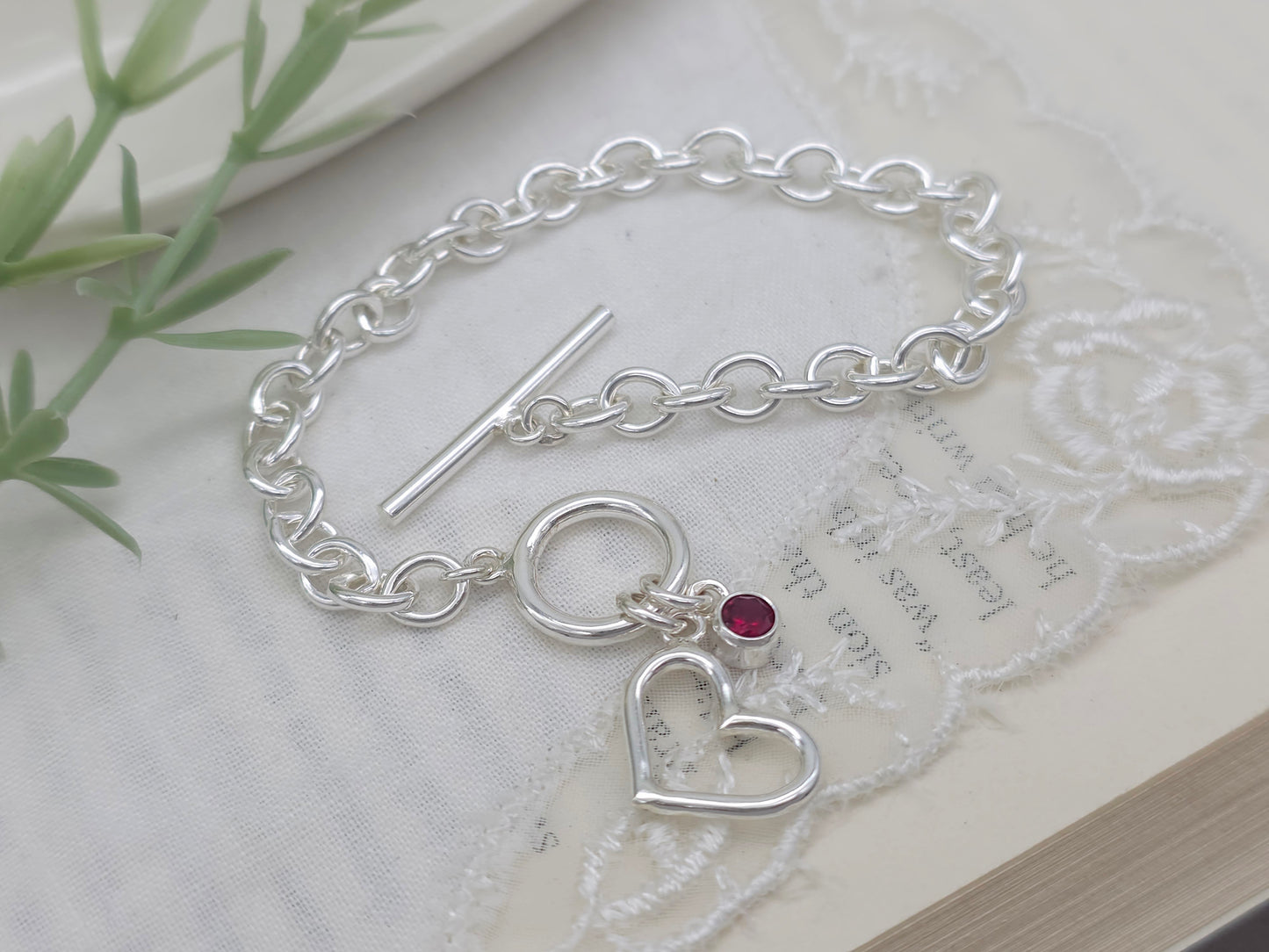 Sterling Silver Heart Charm Bracelet