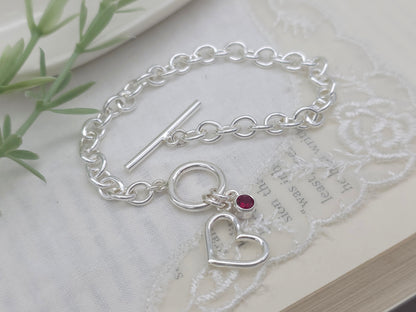 Sterling Silver Heart Charm Bracelet