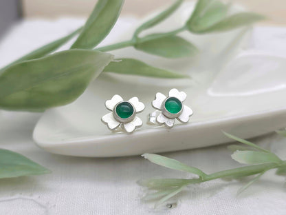 Sterling Silver Four Leaf Clover Studs