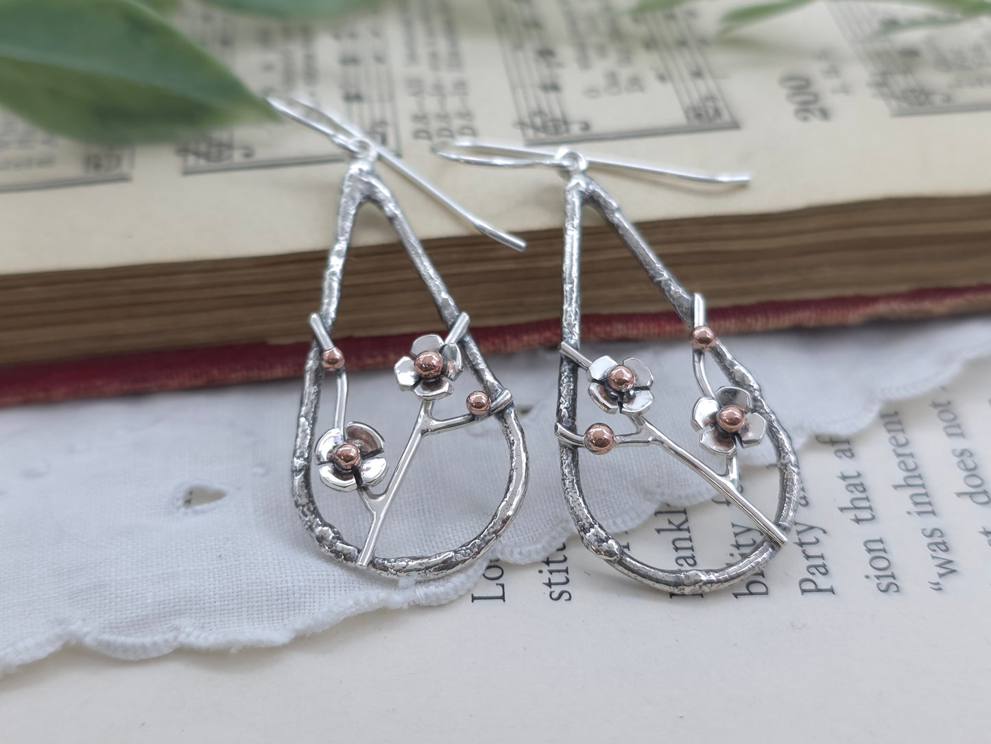 Sterling Silver Cherry Blossom Earrings