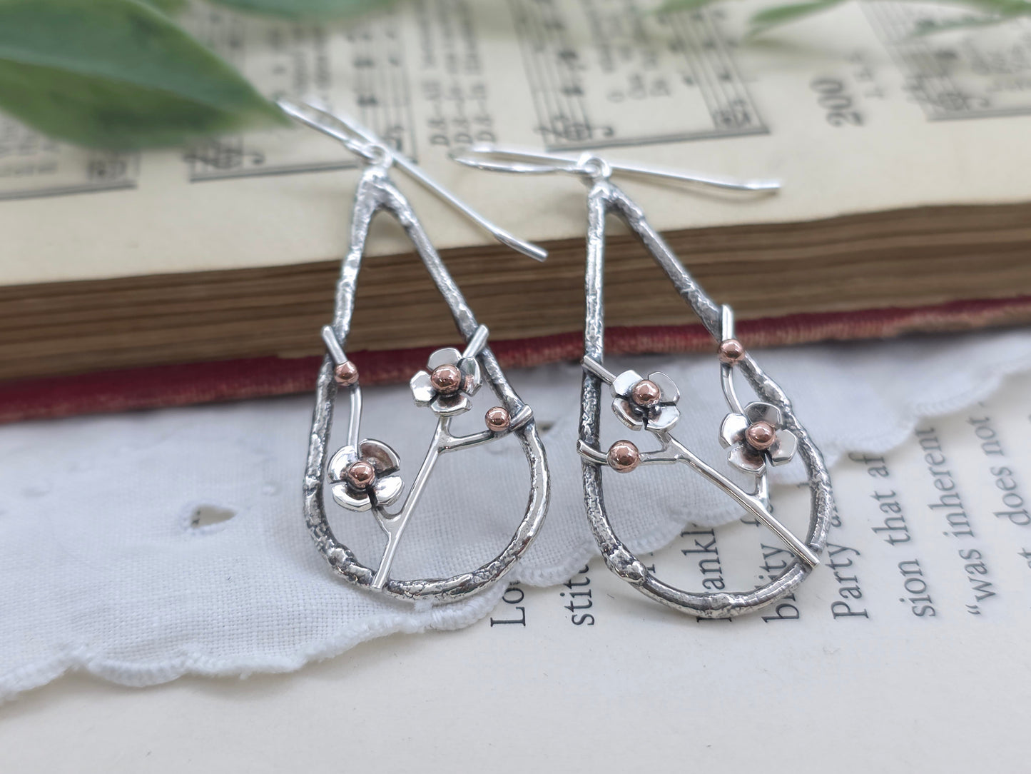 Sterling Silver Cherry Blossom Earrings