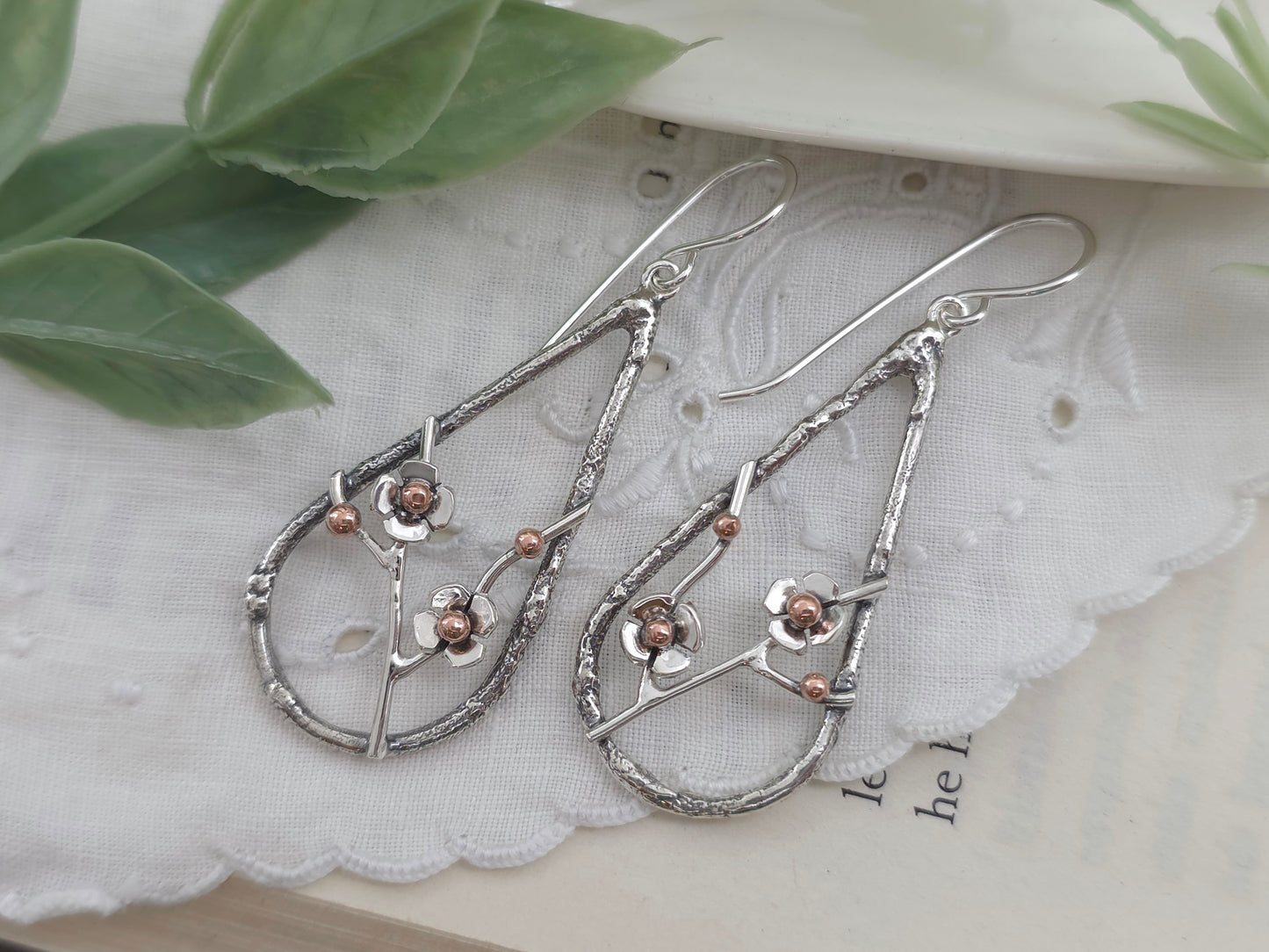 Sterling Silver Cherry Blossom Earrings