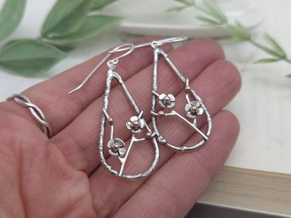 Sterling Silver Cherry Blossom Earrings