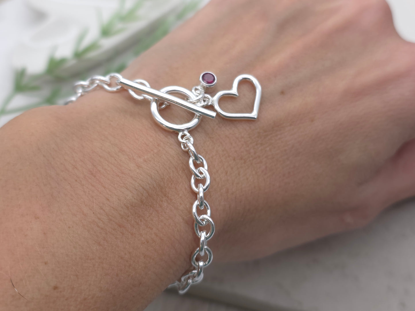 Sterling Silver Heart Charm Bracelet
