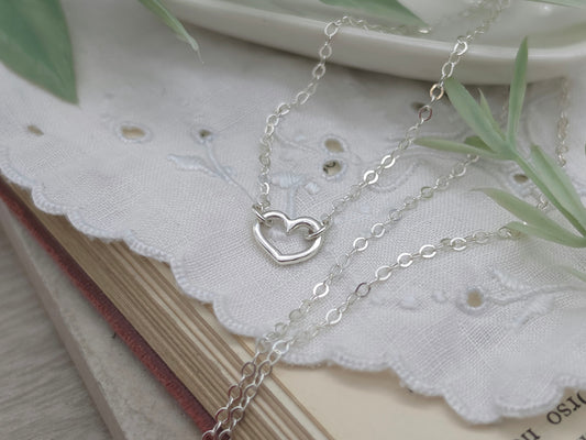 Tiny Sterling Silver Heart Charm Necklace