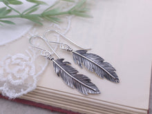 Load image into Gallery viewer, Sterling Silver Feather Earrings / Nature lover
