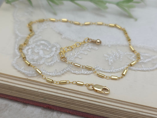14K Gold Tube Anklet