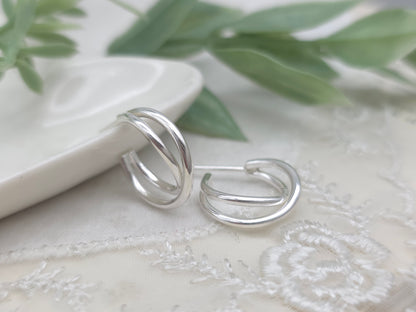 Sterling Silver 1/2" Crossover Double Hoops