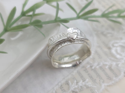 Sterling Heart Wavy Heart Spinner Ring