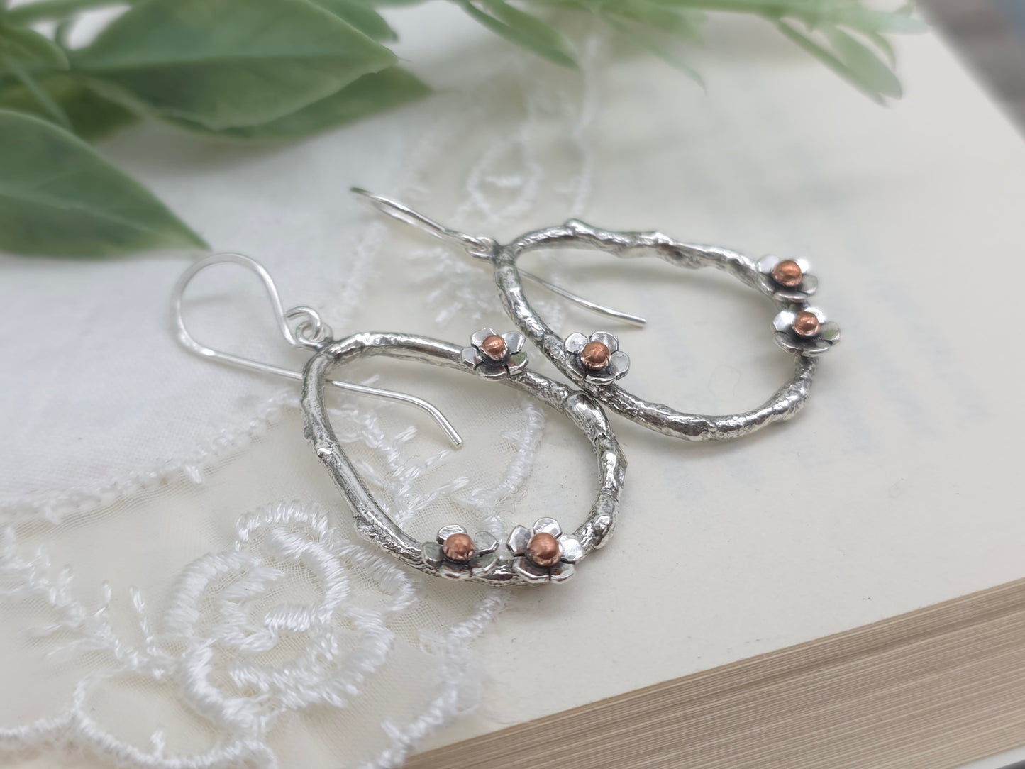 Sterling Silver Cherry Blossom Earrings
