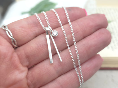 Sterling Silver "Through Thick & Thin" Bar Necklace