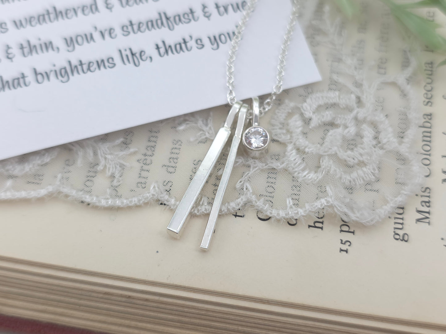 Sterling Silver "Through Thick & Thin" Bar Necklace