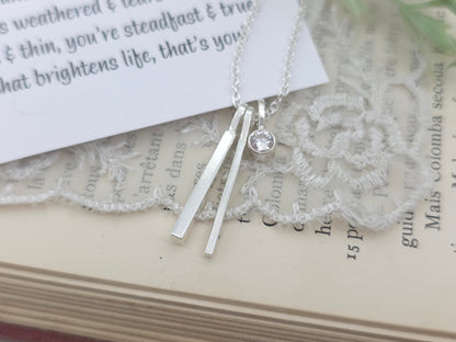 Sterling Silver "Through Thick & Thin" Bar Necklace