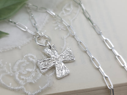 Sterling Silver Chunky Square Cross Necklace