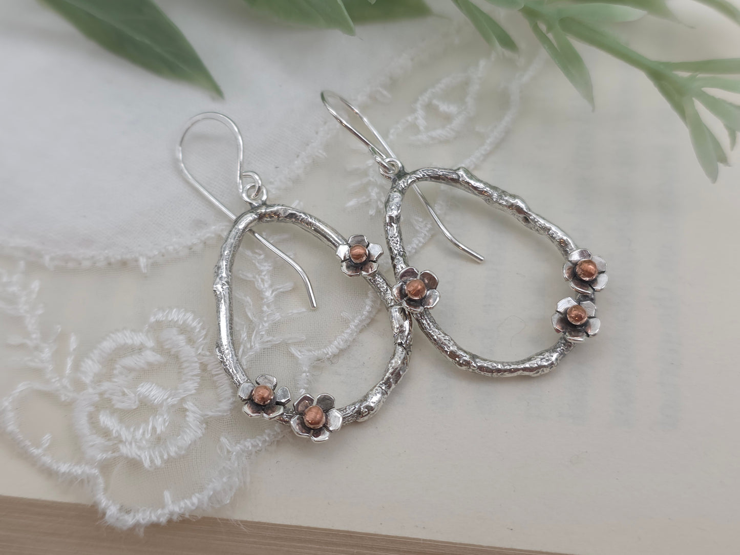 Sterling Silver Cherry Blossom Earrings