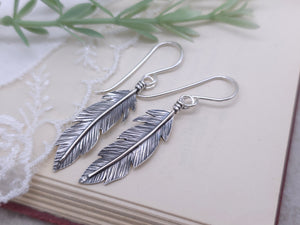Sterling Silver Feather Earrings / Nature lover