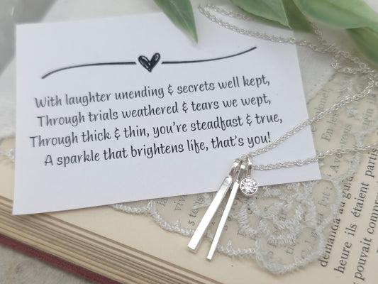 Sterling Silver "Through Thick & Thin" Bar Necklace