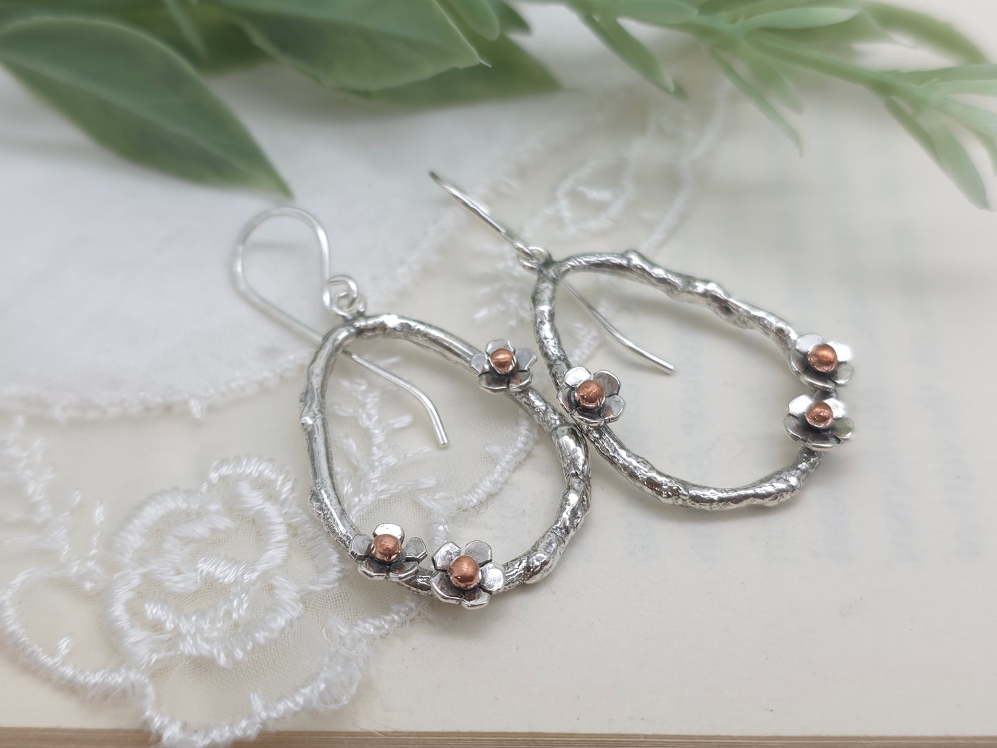 Sterling Silver Cherry Blossom Earrings