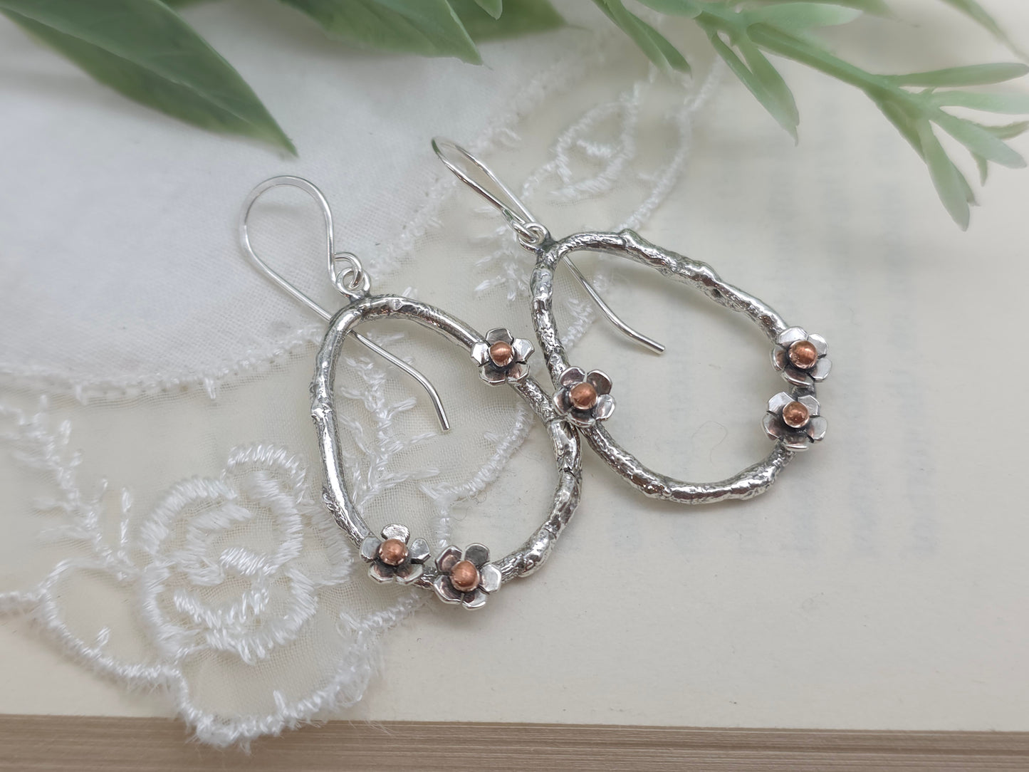 Sterling Silver Cherry Blossom Earrings