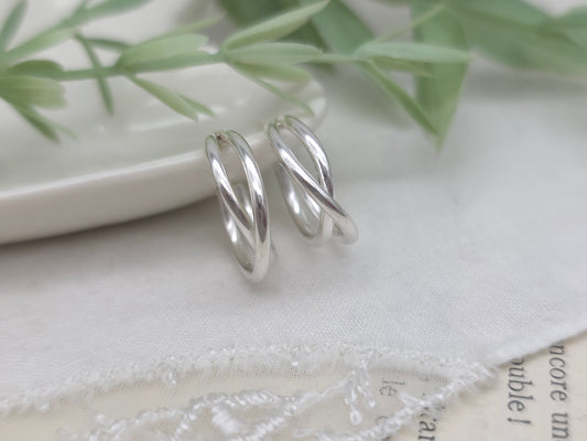 Sterling Silver 1/2" Crossover Double Hoops