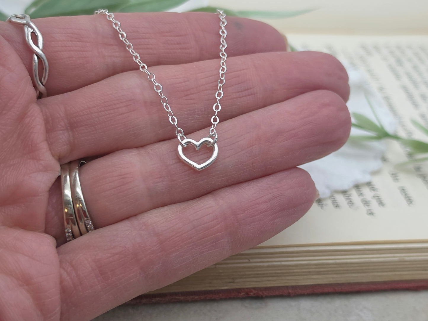 Tiny Sterling Silver Heart Charm Necklace