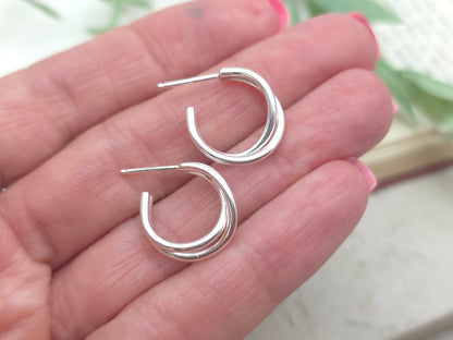 Sterling Silver 1/2" Crossover Double Hoops