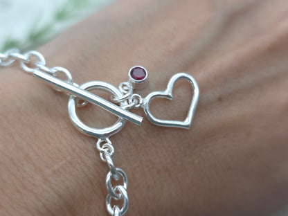 Sterling Silver Heart Charm Bracelet