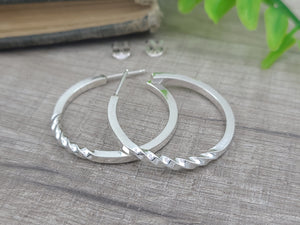 Sterling Silver Twisted Hoop Earrings