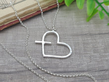 Load image into Gallery viewer, Sterling Silver Hammered Heart/Cross Necklace &quot;Endless Love&quot; / Cross Necklace / Heart Necklace / Faith Necklace
