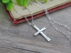 Sterling Silver Small Cross Necklace / Dainty / Faith Necklace /  Inspirational Jewelry