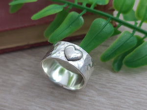 Sterling Wide Band Heart Ring