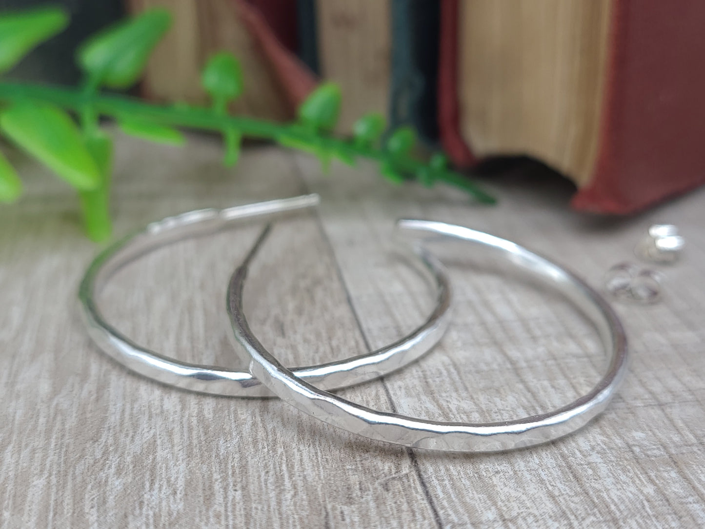 Sterling Hammered Hoop Earrings / 3/4 Inch / 1 Inch / 1.5 Inch / 2 Inch